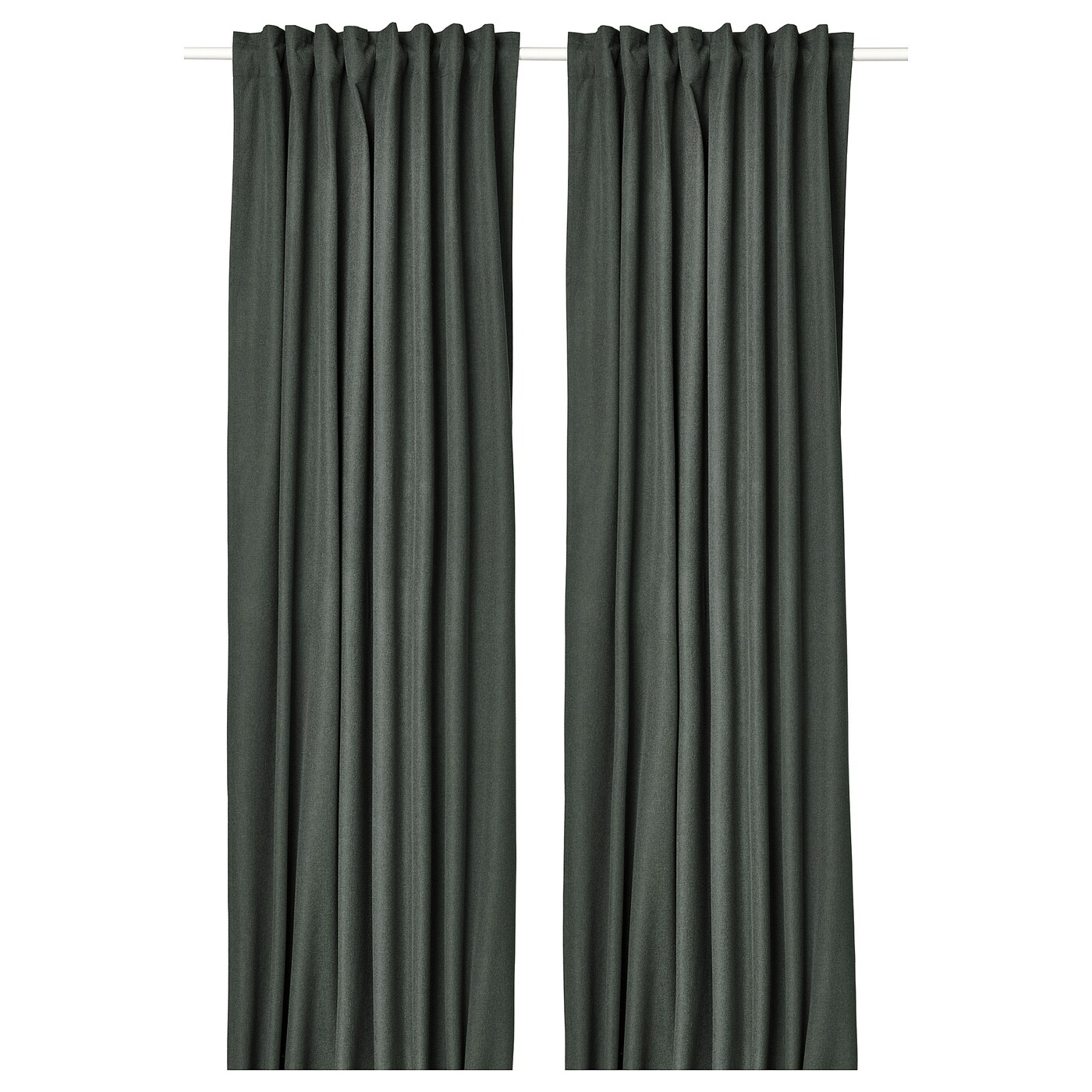 Rosenmandel Block Out Curtains 1 Pair With Heading Tape Dark Green Ikea