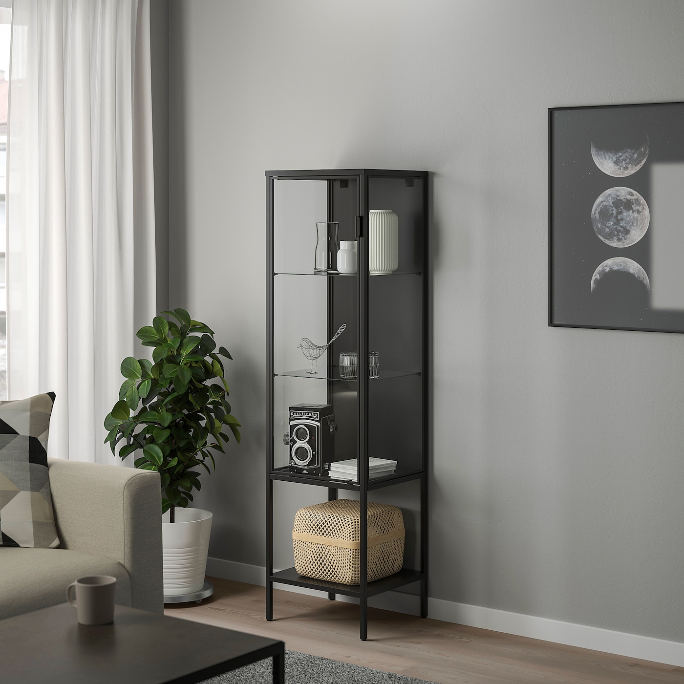 RUDSTA glass-door cabinet anthracite - IKEA