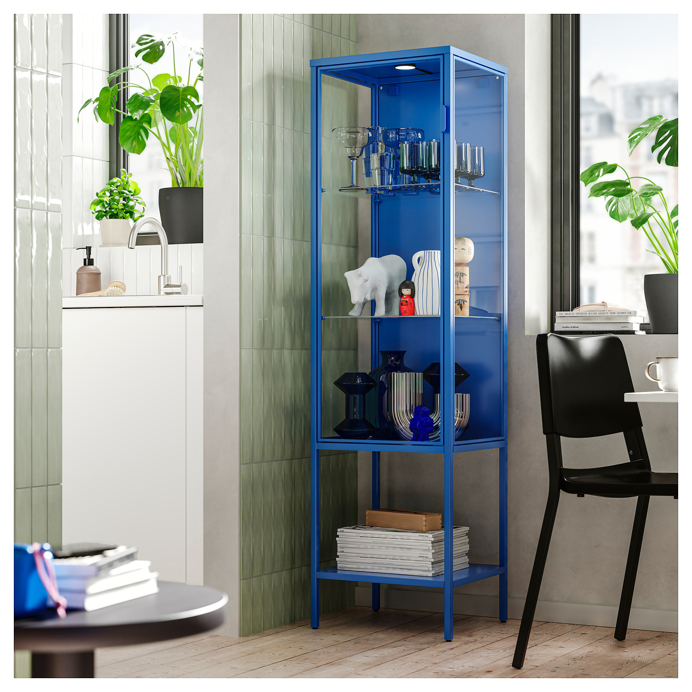 RUDSTA glass-door cabinet blue - IKEA
