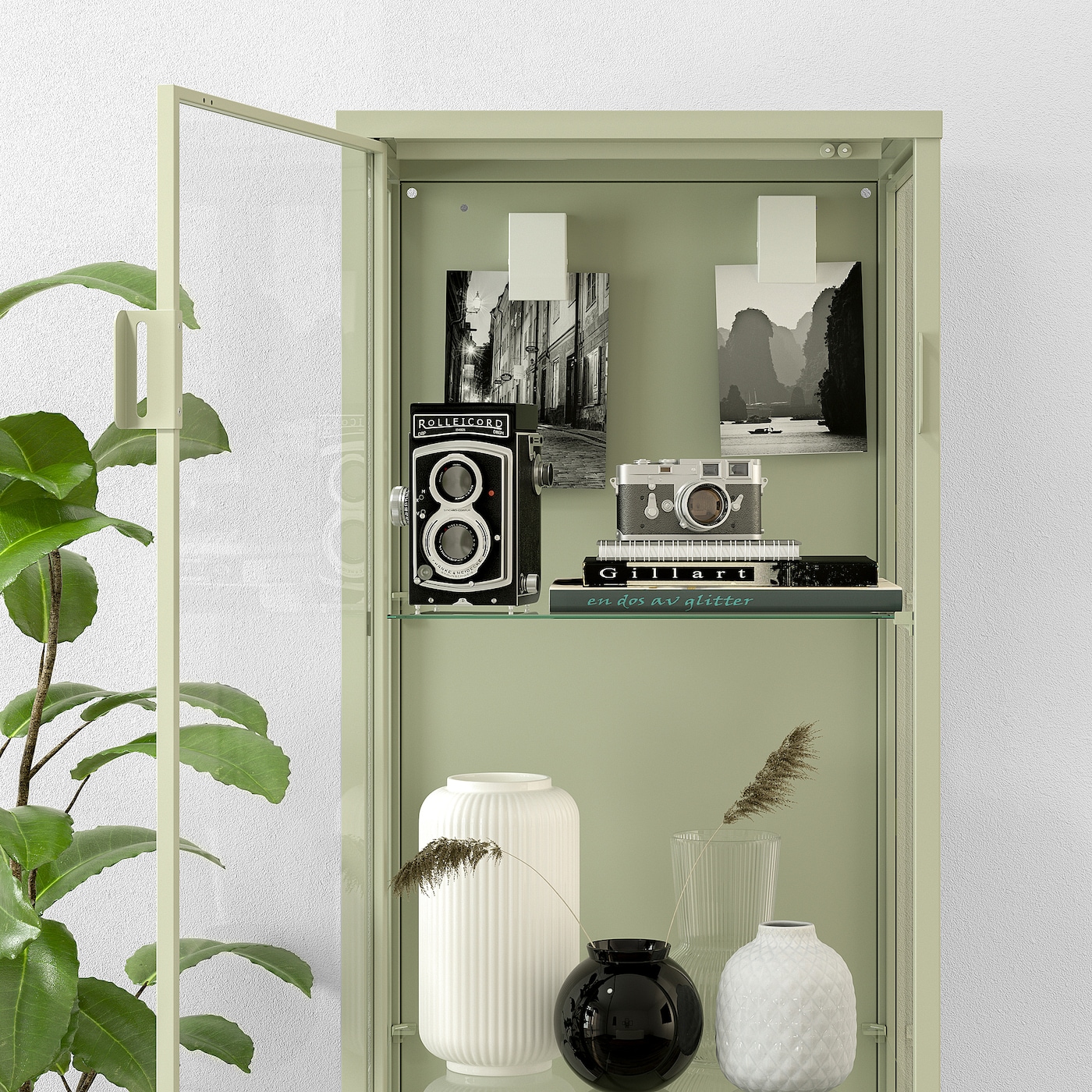 ※hota※【引き取り限定】IKEA ルードスタ RUDSTA RUDSTA glass-door cabinet, anthracite, 311/2x145/8x471/4