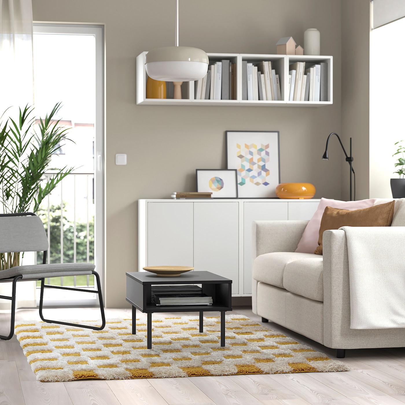 IKEA RULLBANA ルルバーナ ラグ RULLBANA rug, high pile off-white/dark yellow - IKEA