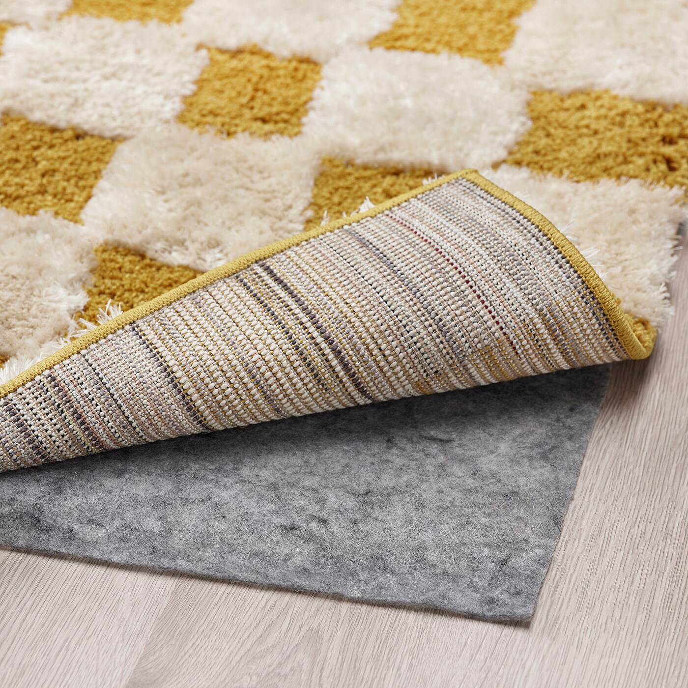 IKEA RULLBANA ルルバーナ ラグ RULLBANA rug, high pile off-white/dark yellow - IKEA
