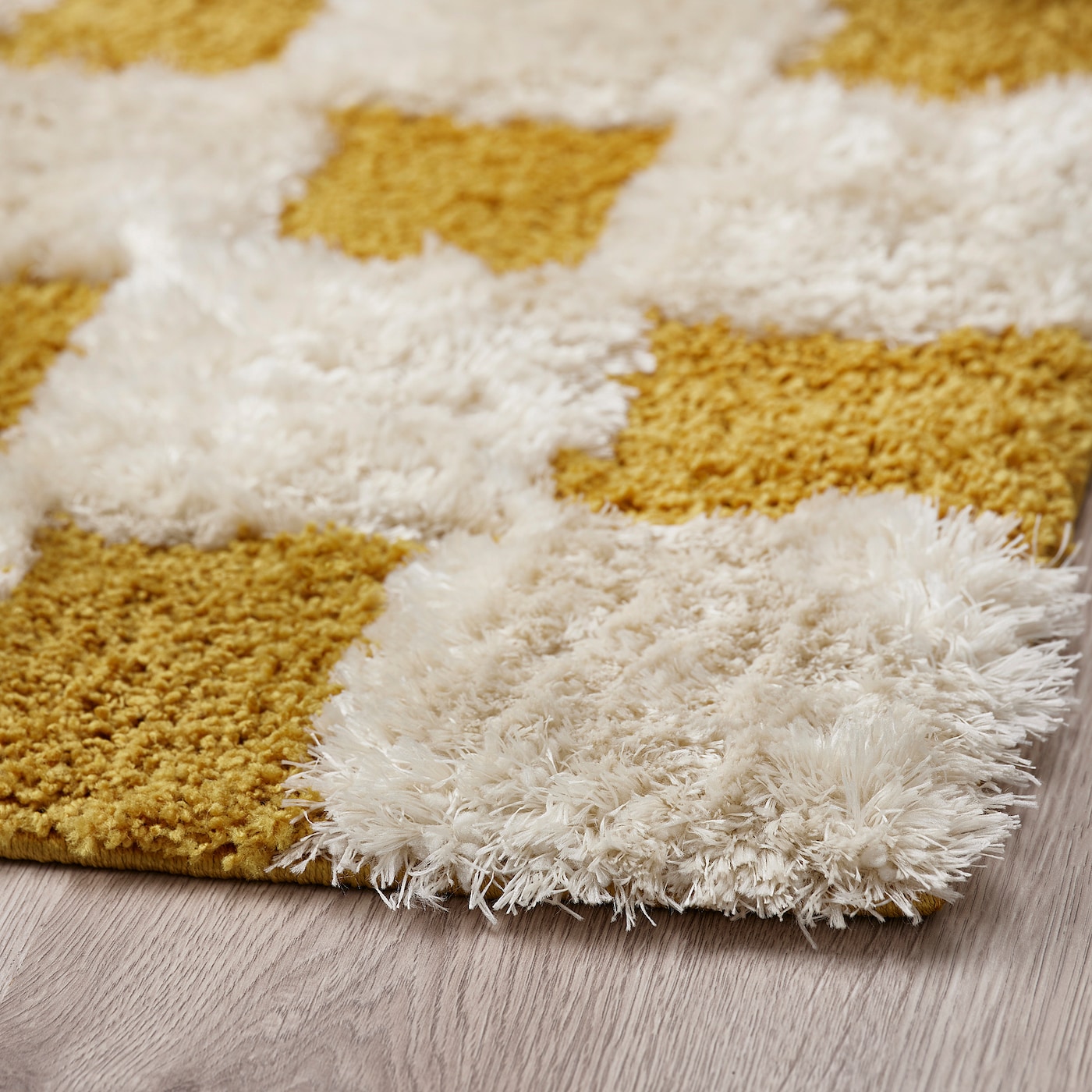 IKEA RULLBANA ルルバーナ ラグ RULLBANA rug, high pile off-white/dark yellow - IKEA