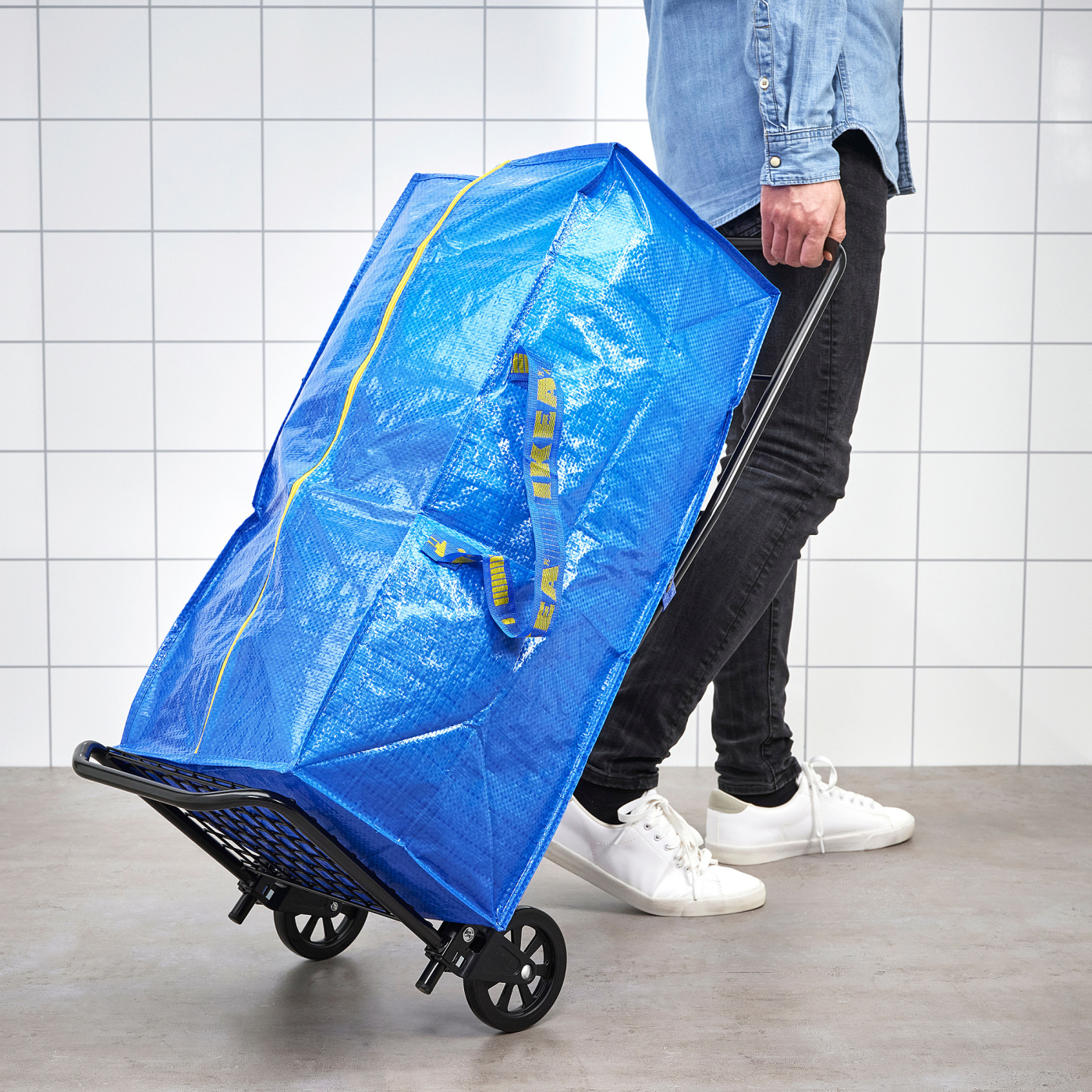 RULLEBÖR / FRAKTA trolley with trunk black/blue - IKEA