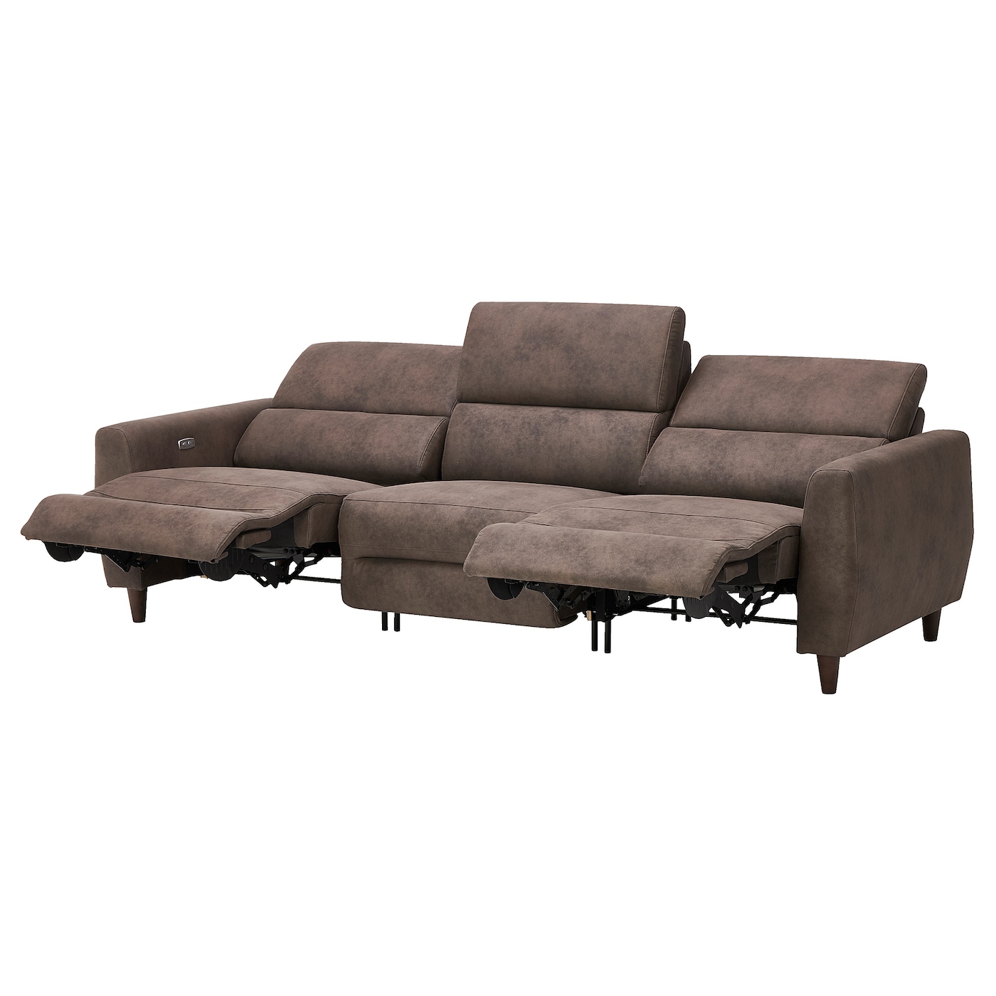 RULLERUM 3 seat sofa w 2 electric recliners Tornarp dark grey brown IKEA