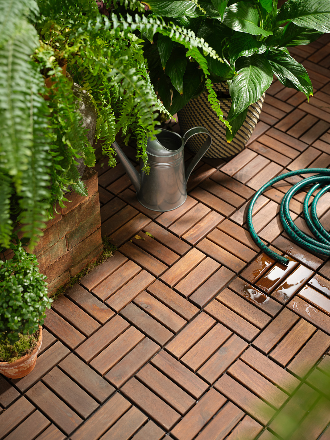 IKEA RUNNEN フロアデッキ ブラウンステイン ブラウン, 18枚 RUNNEN floor decking, outdoor brown stained - IKEA