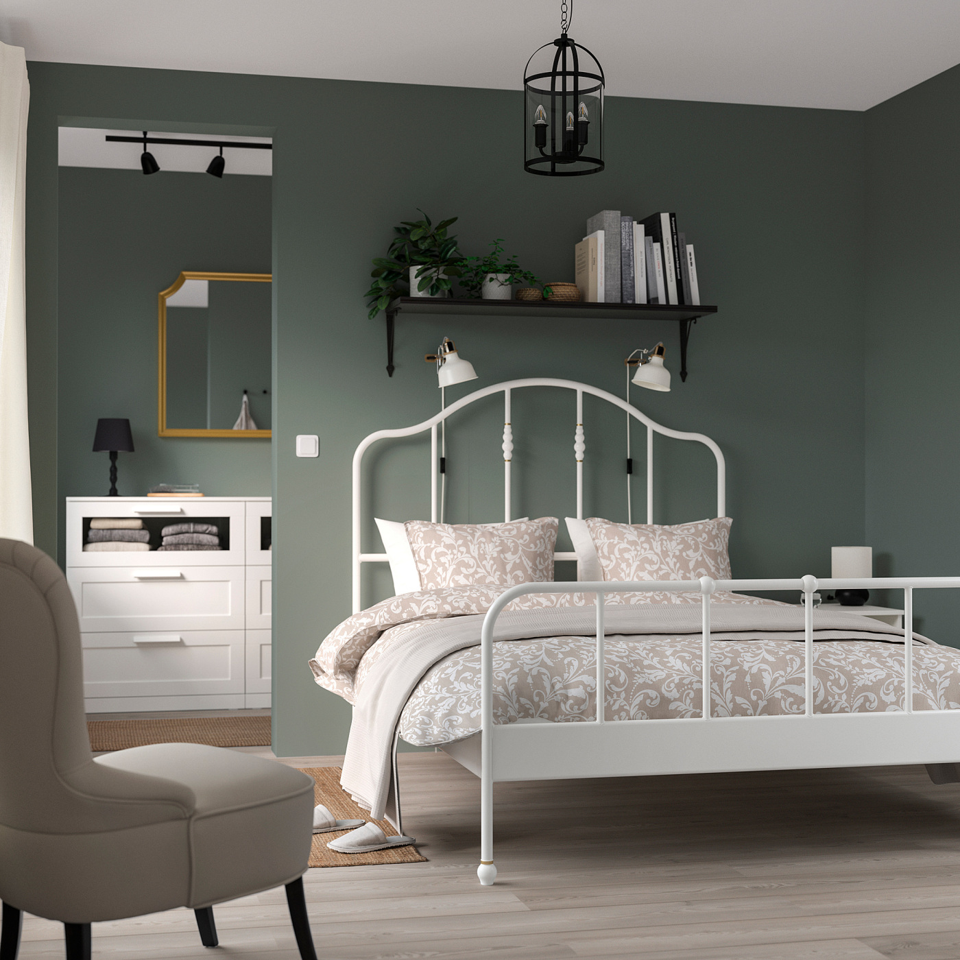 SAGSTUA bed frame white/Lönset - IKEA