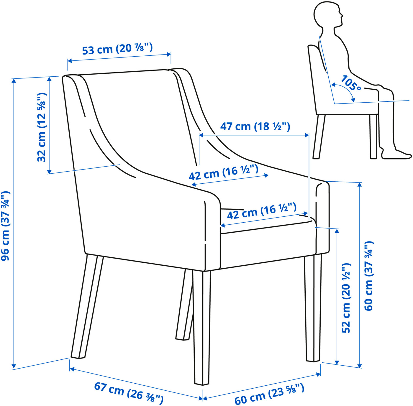 SAKARIAS chair frame with armrests black - IKEA