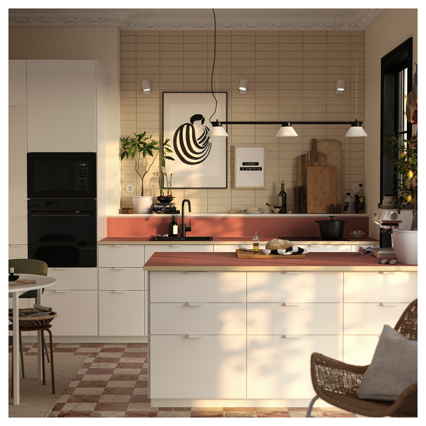 SAMBORD pendant lamp with 3 lamps black/white - IKEA