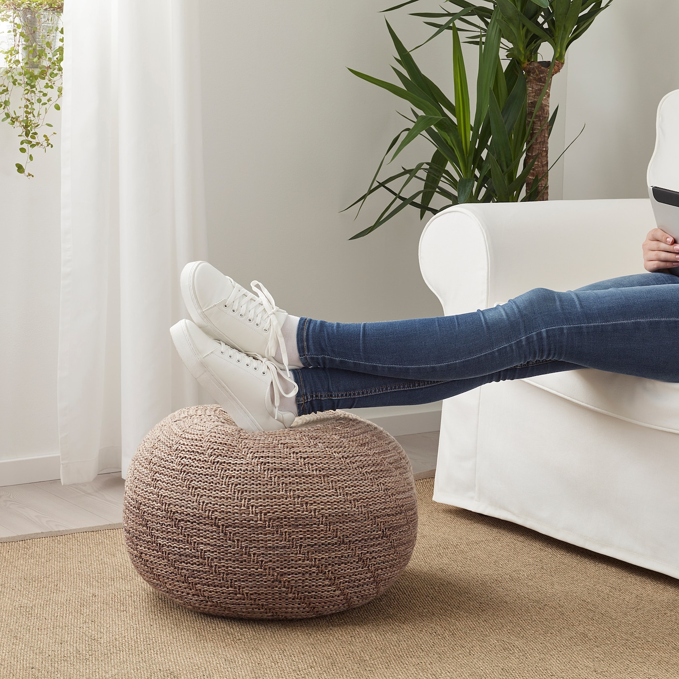 SANDARED pouffe beige IKEA