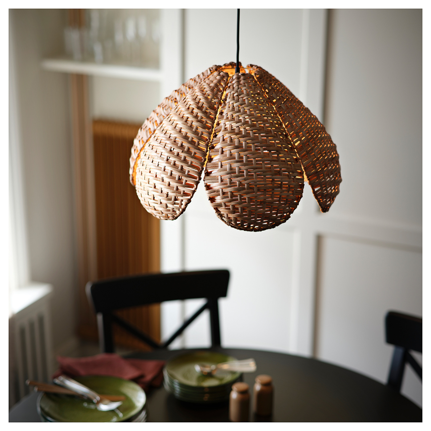 SANDKORN / HAVSDJUP pendant lamp handmade rattan/black - IKEA