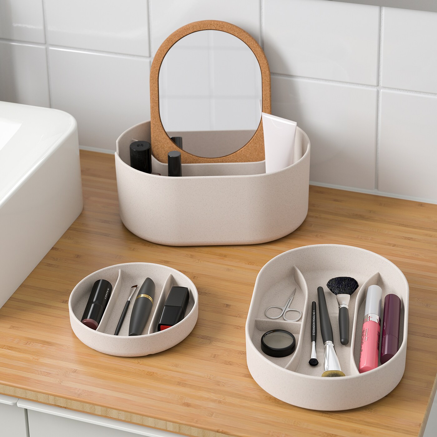 SAXBORGA storage box with mirror lid plastic cork - IKEA