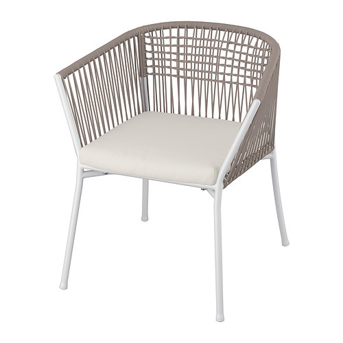 NILSOVE / NORNA chair with chair pad rattan white/Laila natural - IKEA