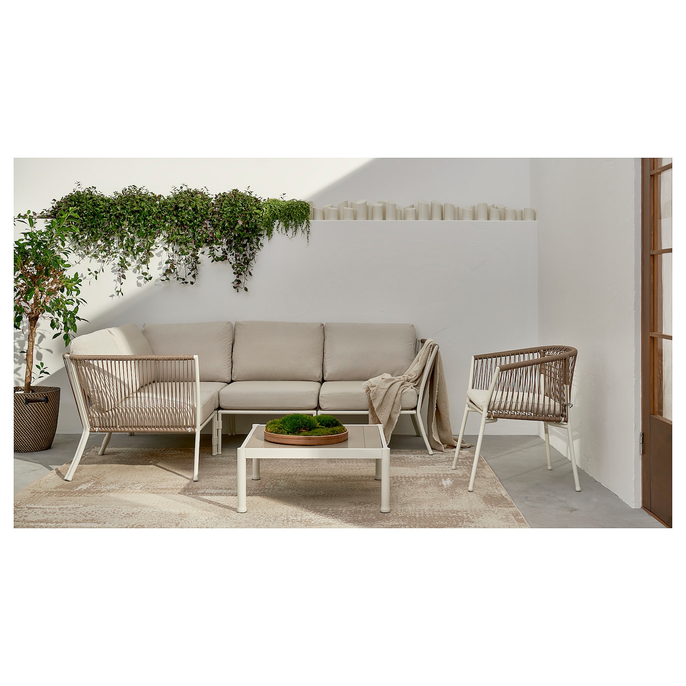 SEGERÖN corner sofa, 3-seat outdoor white/beige/Frösön