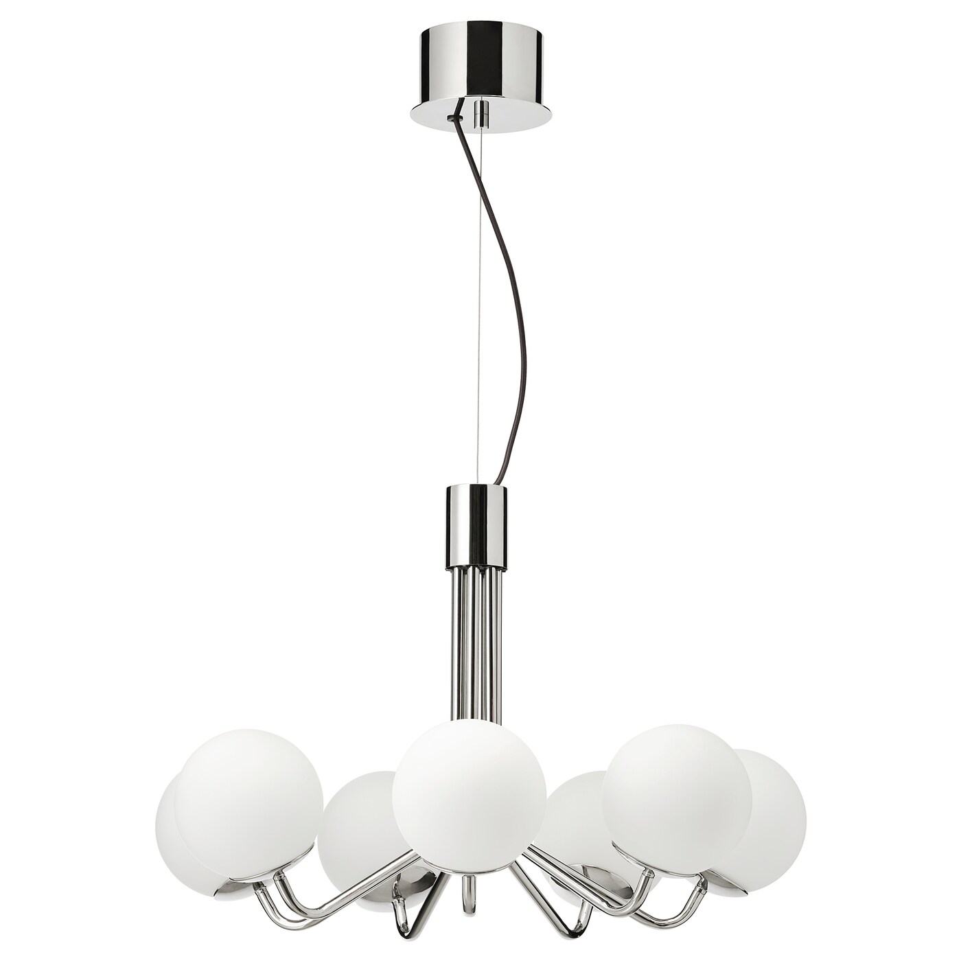 SIMRISHAMN chandelier, 7-armed chrome-plated/opal white