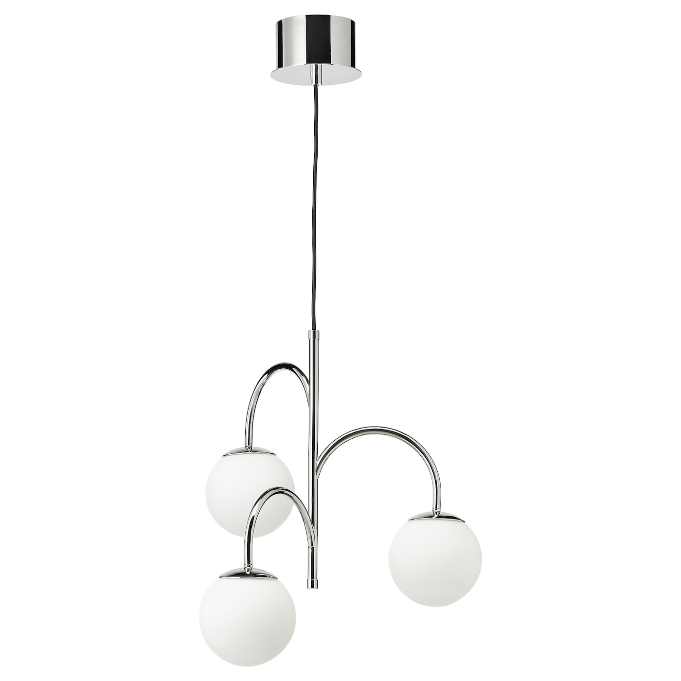 SIMRISHAMN pendant lamp, 3-armed chrome-plated/opal white glass - IKEA
