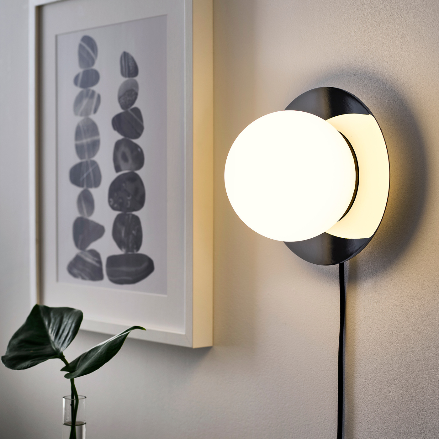 SIMRISHAMN table/wall lamp chrome-plated/opal white glass - IKEA