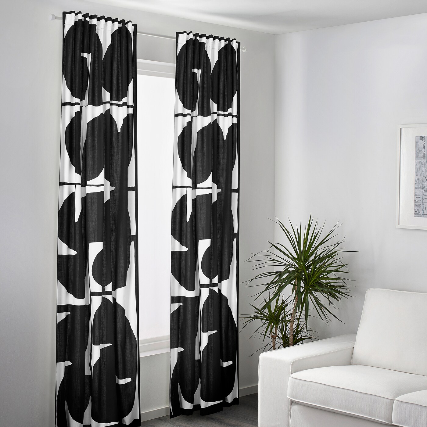 SKARMTRY curtains 1 pair black white IKEA