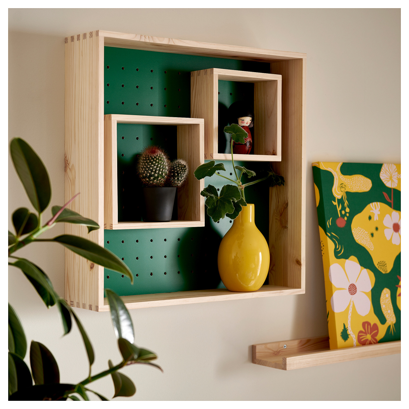 SKOGSMOSAIK display shelf pine/green - IKEA