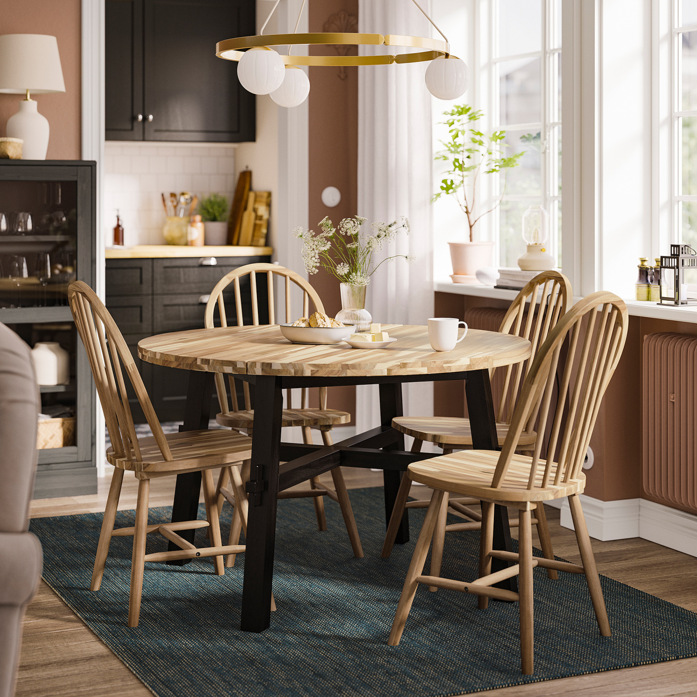 SKOGSTA dining table acacia/black - IKEA