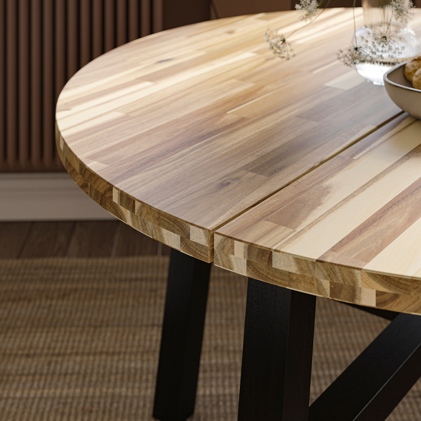 SKOGSTA dining table acacia/black - IKEA