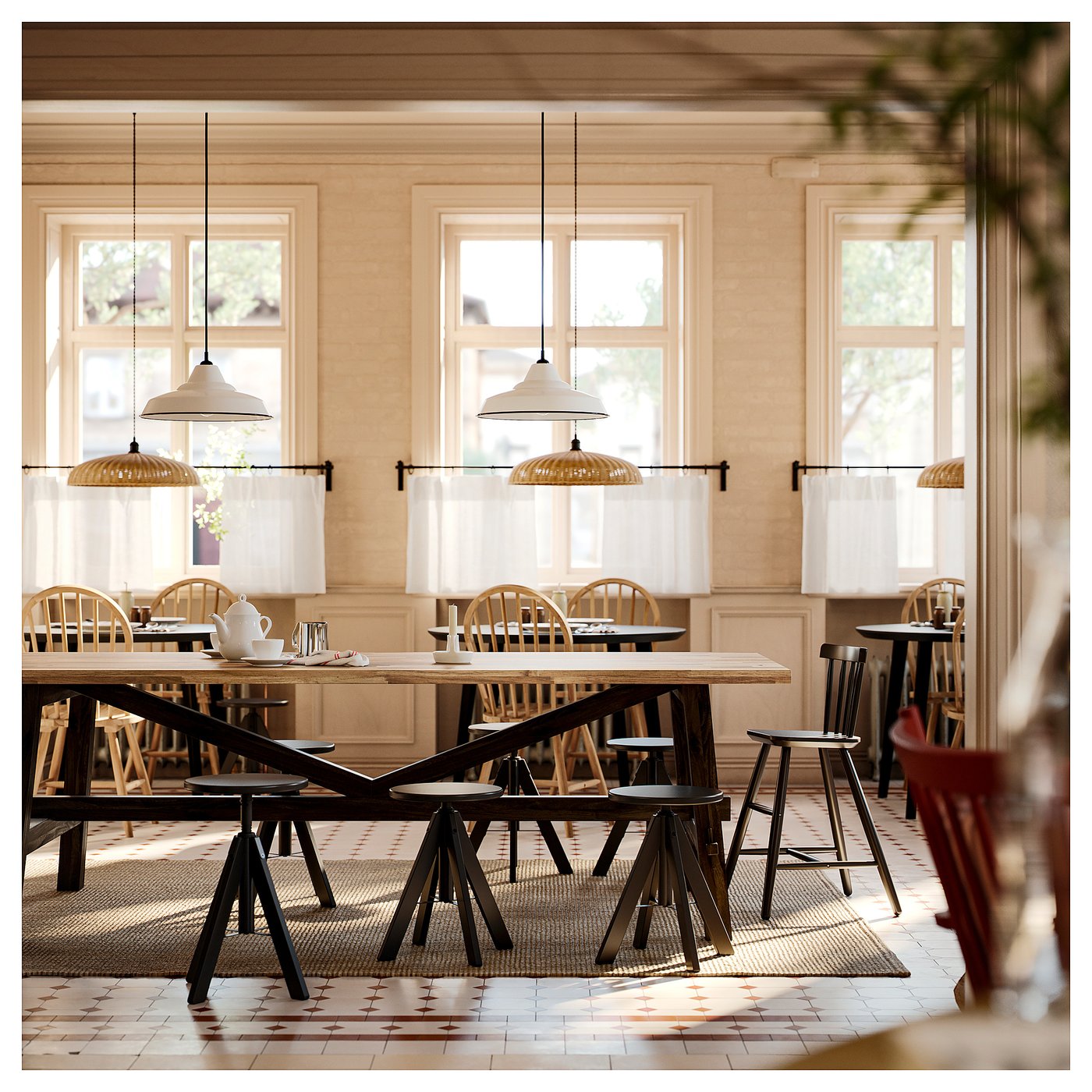 SKOGSTA dining table acacia/black - IKEA