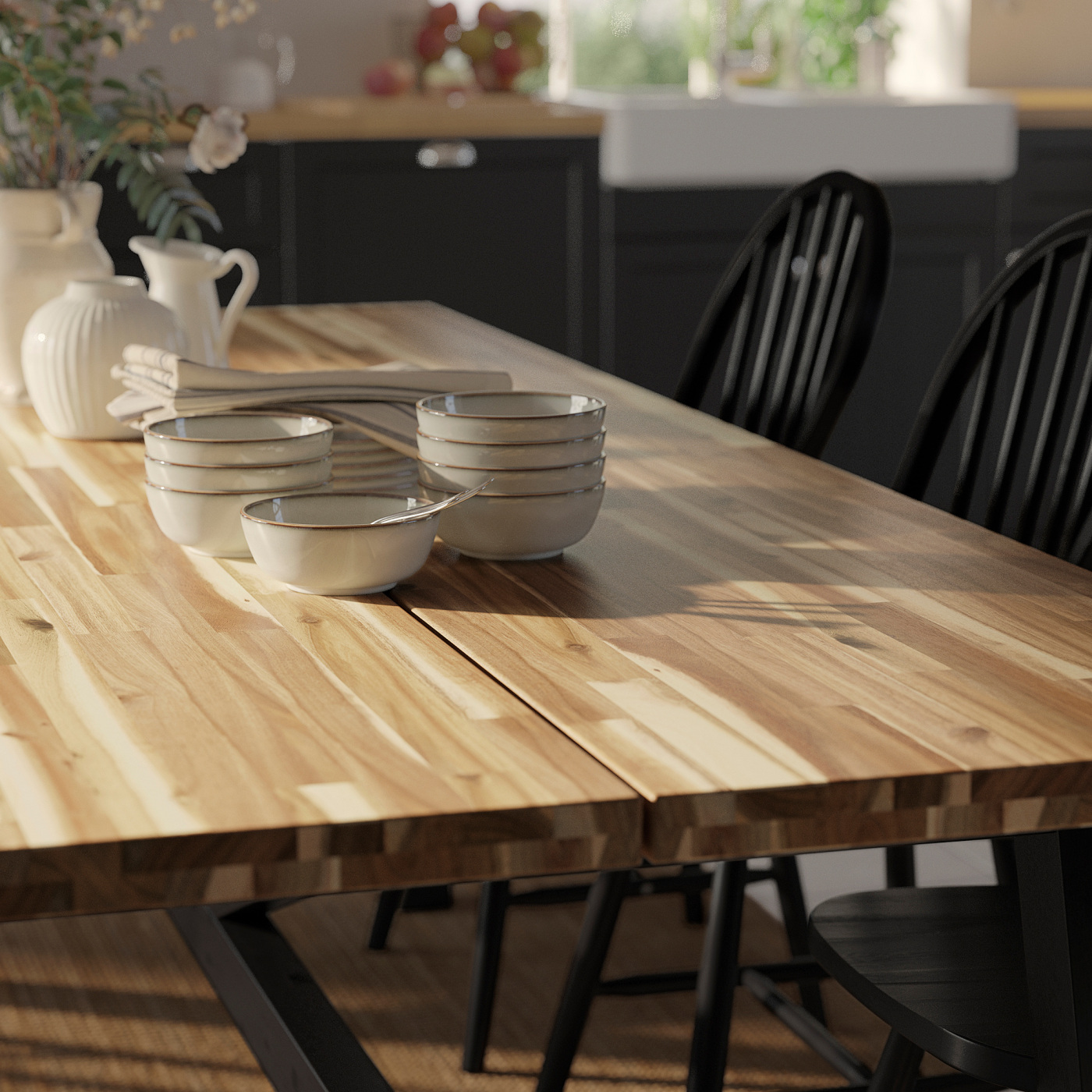 SKOGSTA table acacia/black - IKEA