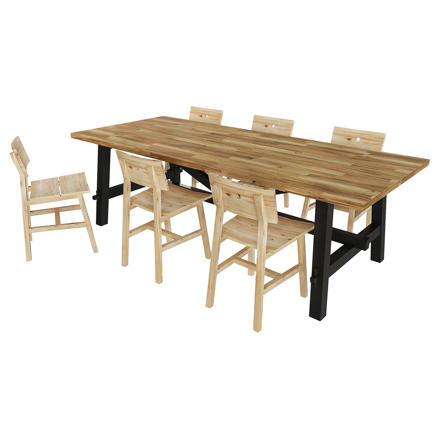 SKOGSTA table and 6 chairs acacia/acacia - IKEA