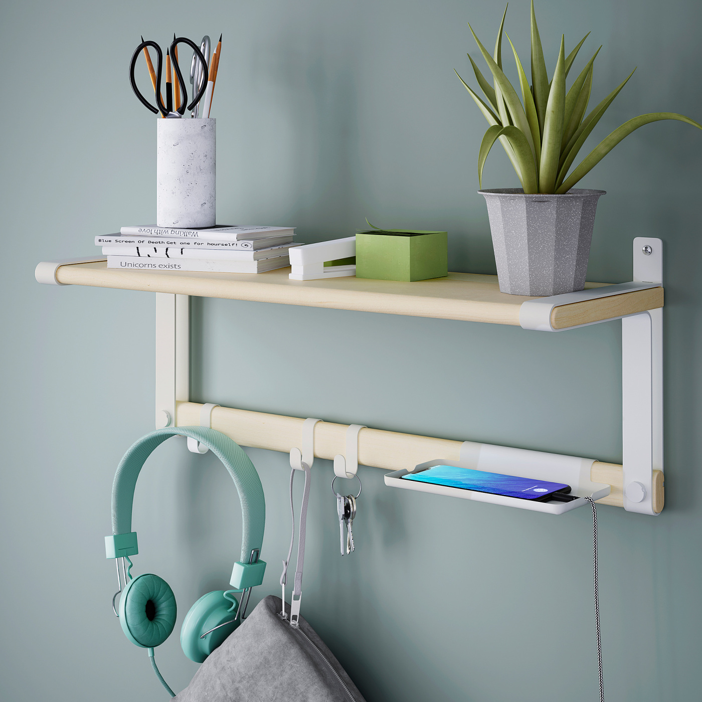 SKOMAKARE wall shelf white/aspen - IKEA
