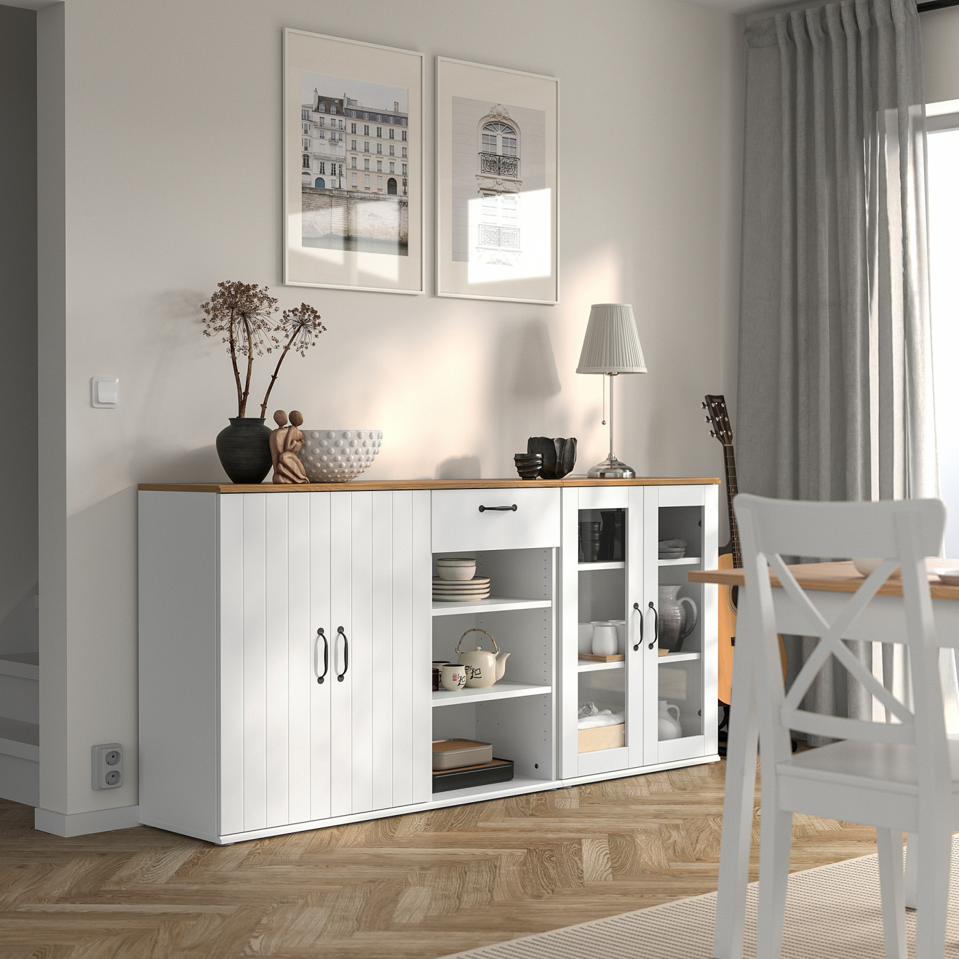 SKRUVBY storage combination w glass doors white - IKEA