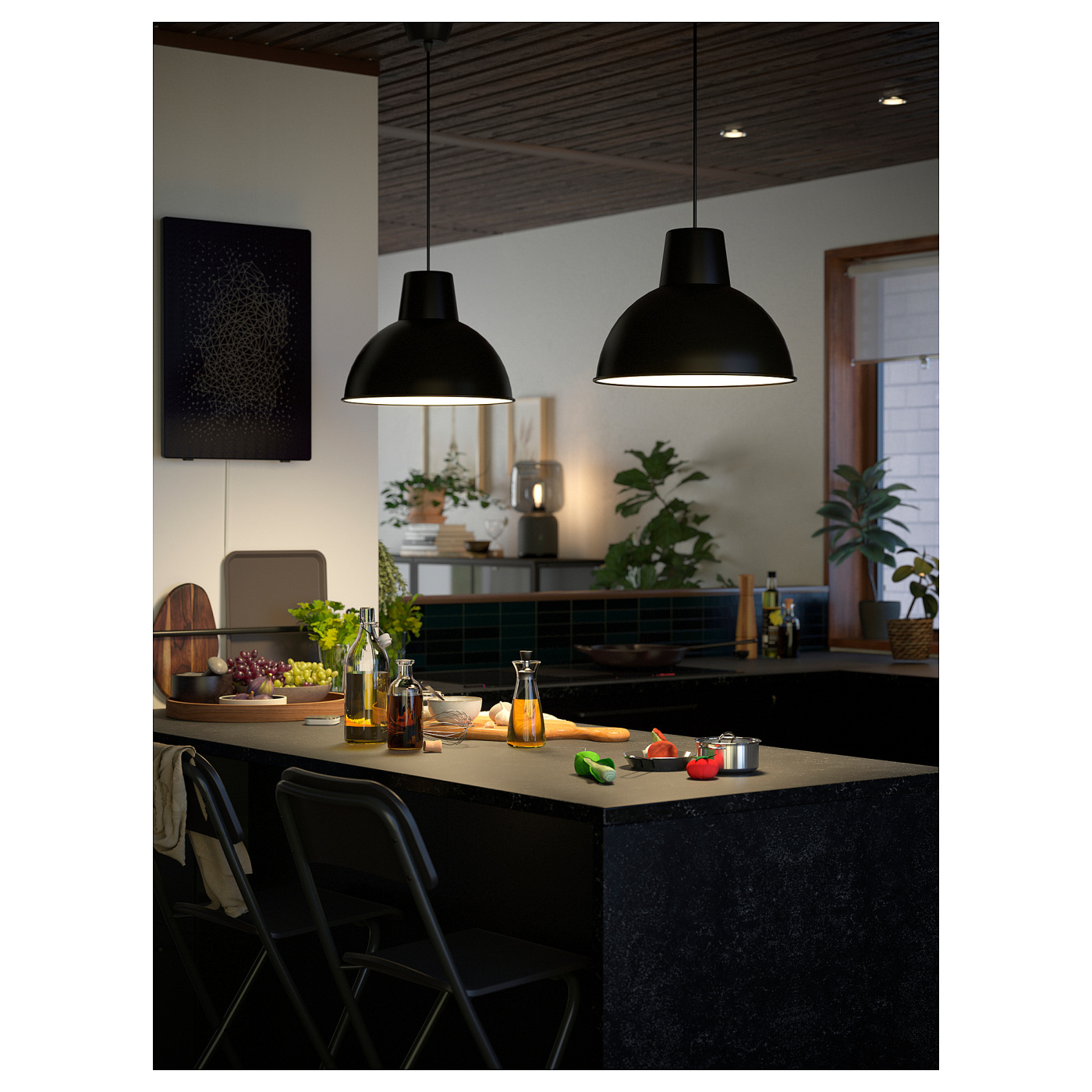 IKEA SKURUP ペンダントライト ダークグリーン Philips Hue SKURUP pendant lamp black - IKEA