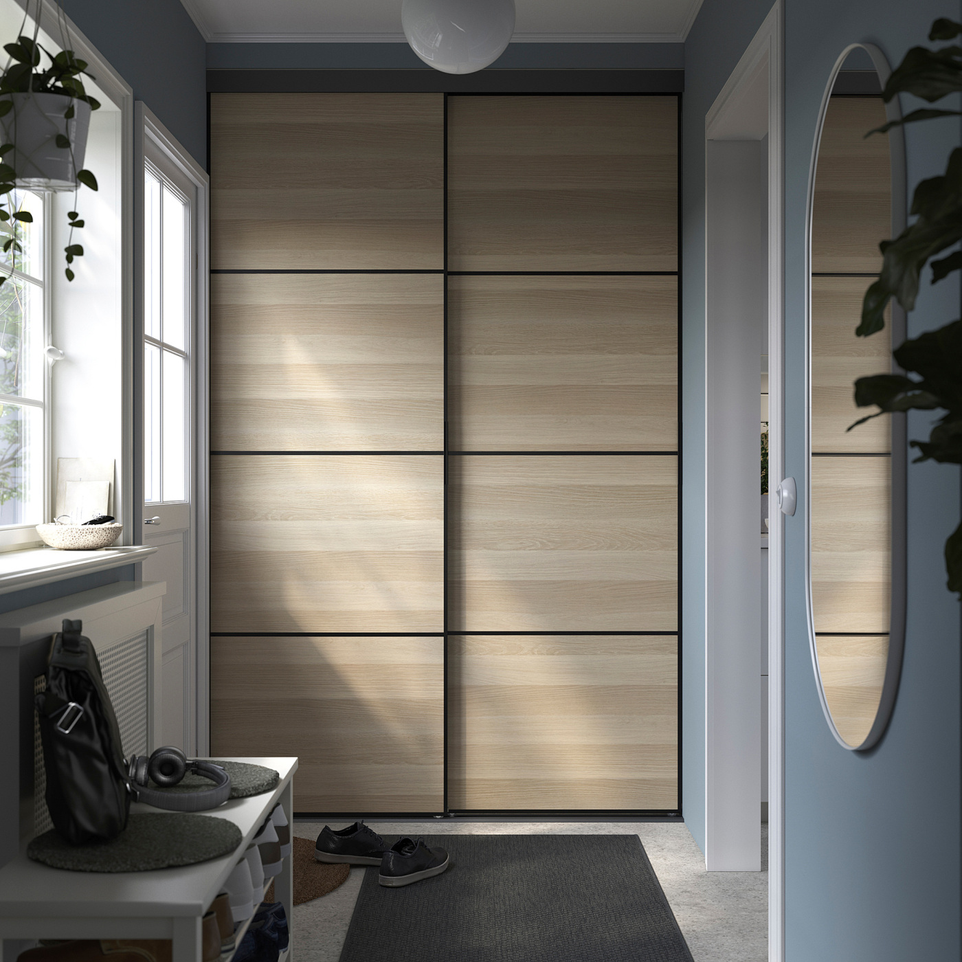 SKYTTA / BOAXEL reach-in wardrobe with sliding door black double