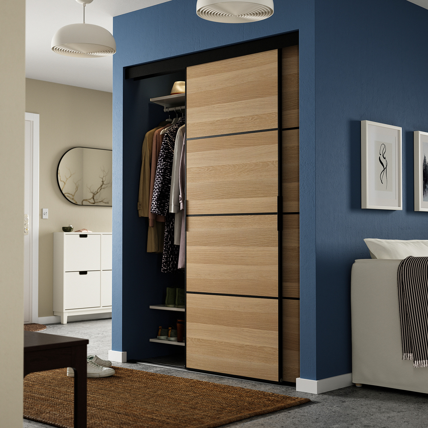 SKYTTA / MEHAMN sliding door combination black/double sided white
