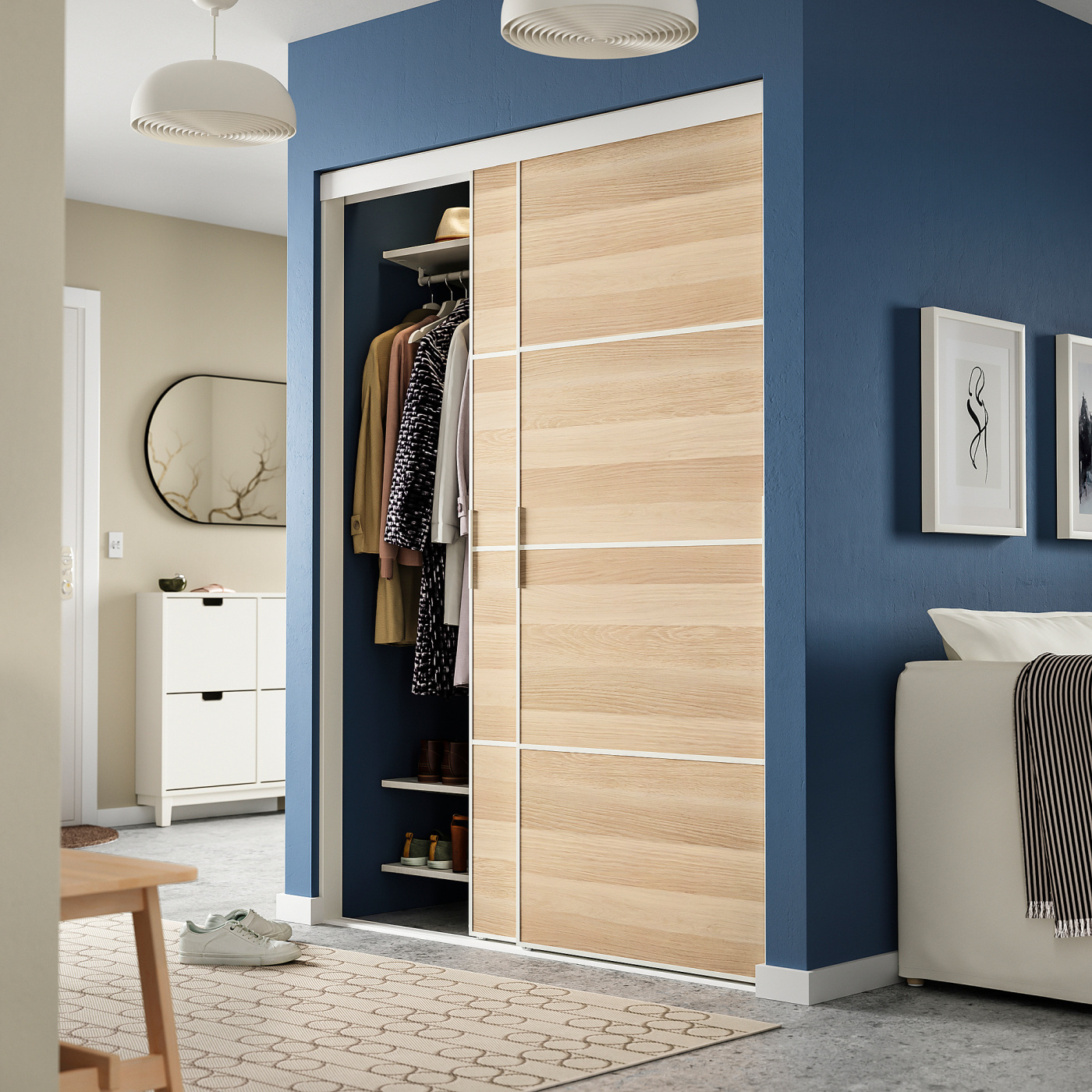SKYTTA / MEHAMN sliding door combination white/double sided white