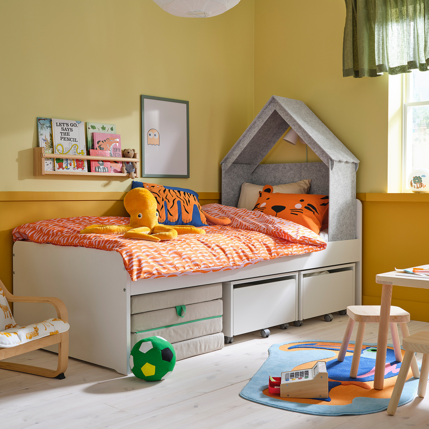 SLÄKT bed frame incl bed accessory/grey - IKEA