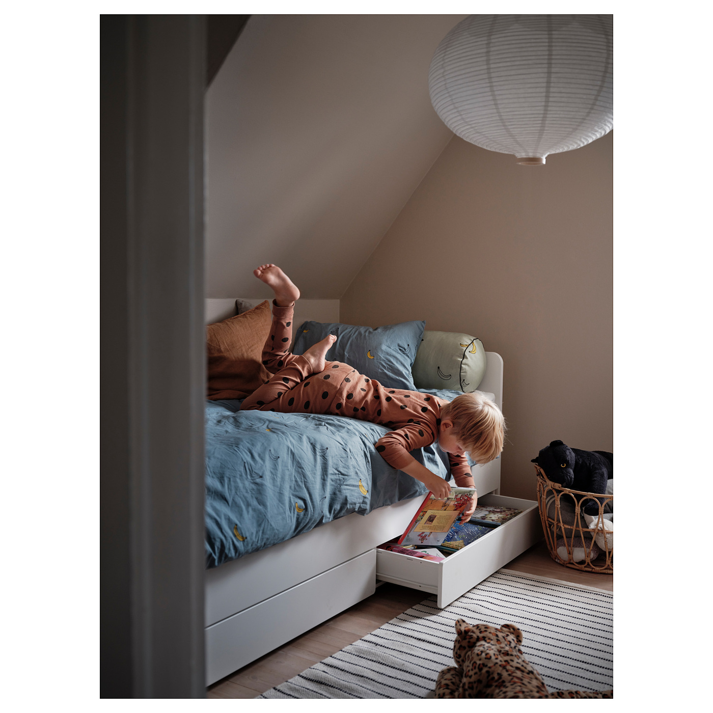 SLÄKT bed frame with underbed and storage white - IKEA