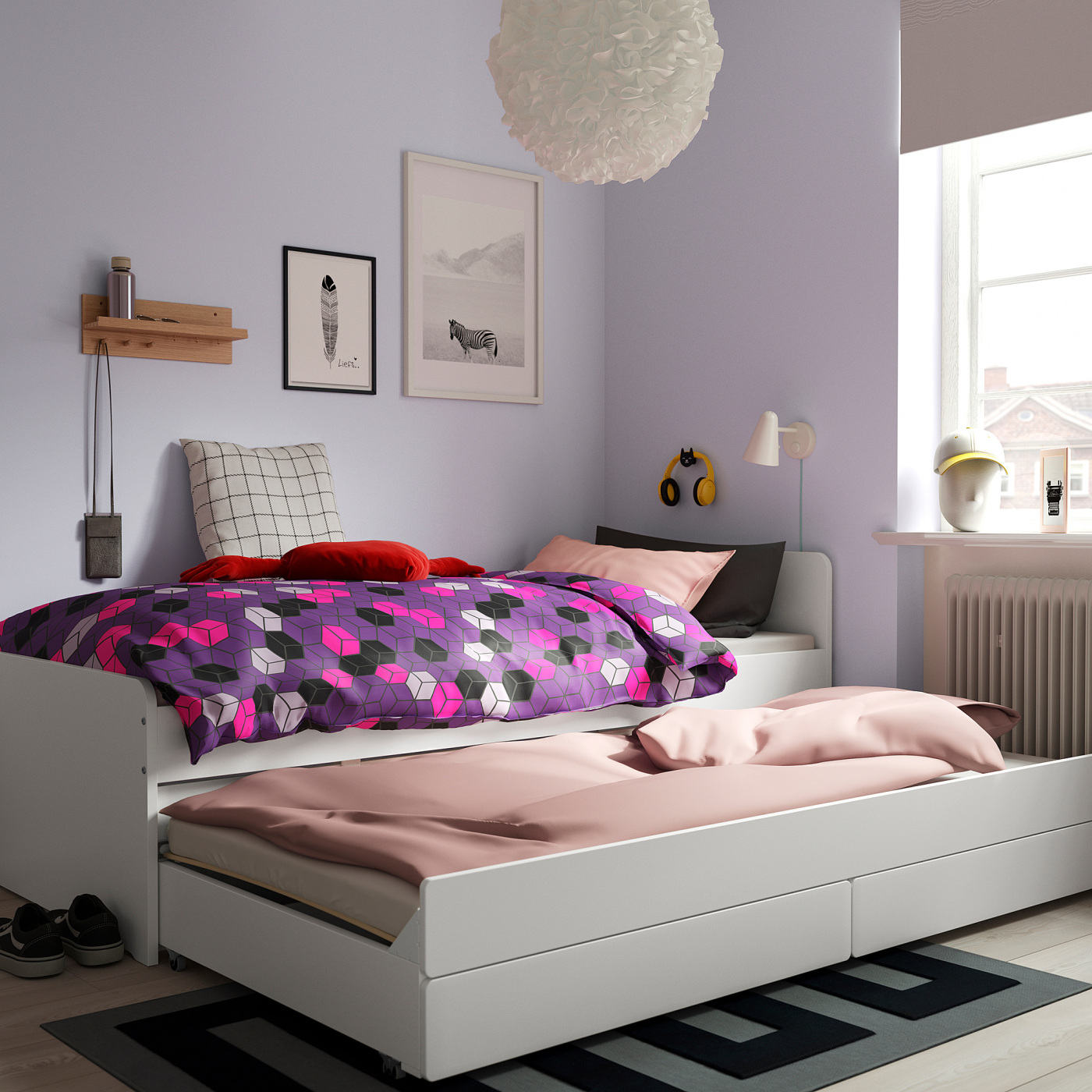 SLÄKT bed frame with underbed and storage white - IKEA