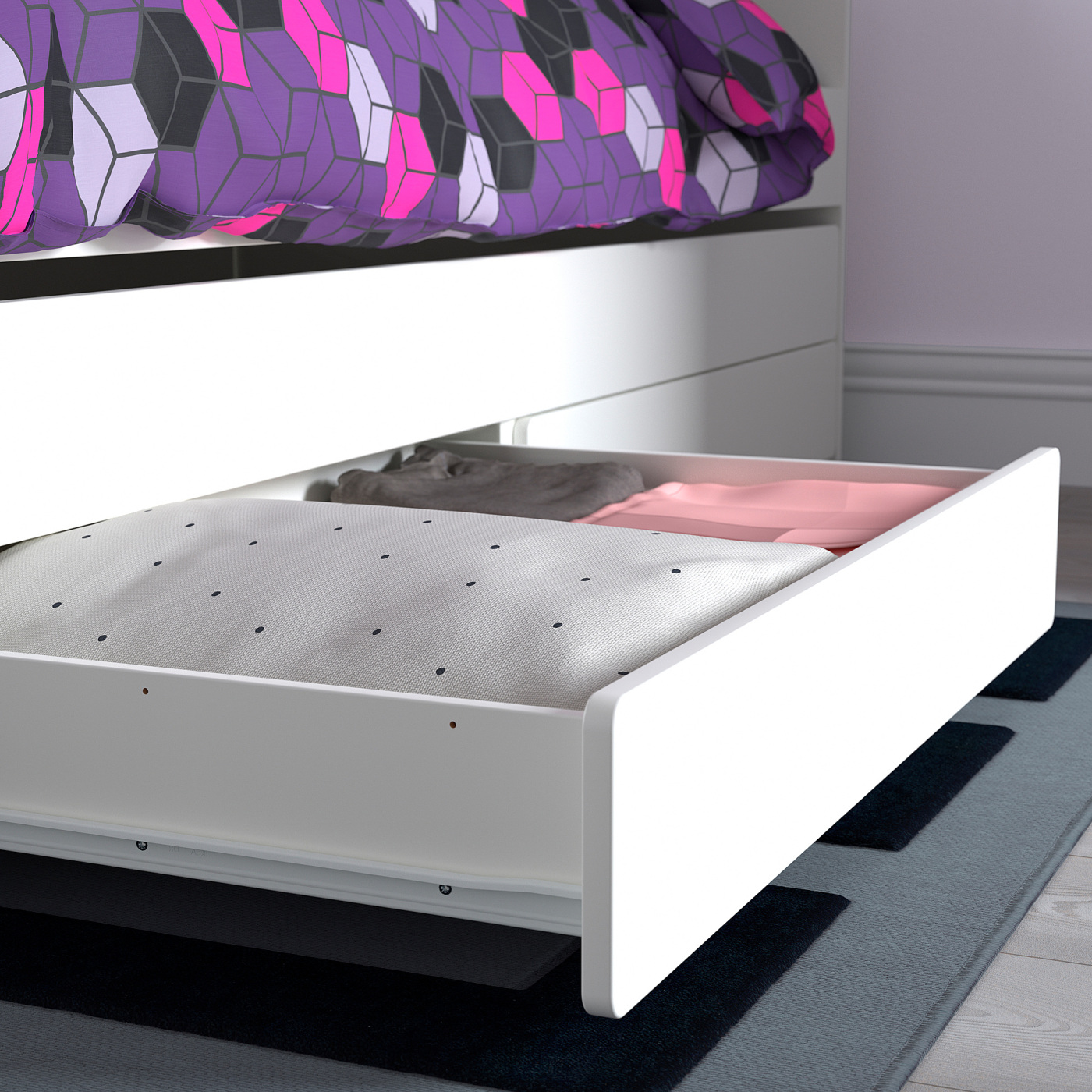 SLÄKT bed frame with underbed and storage white - IKEA