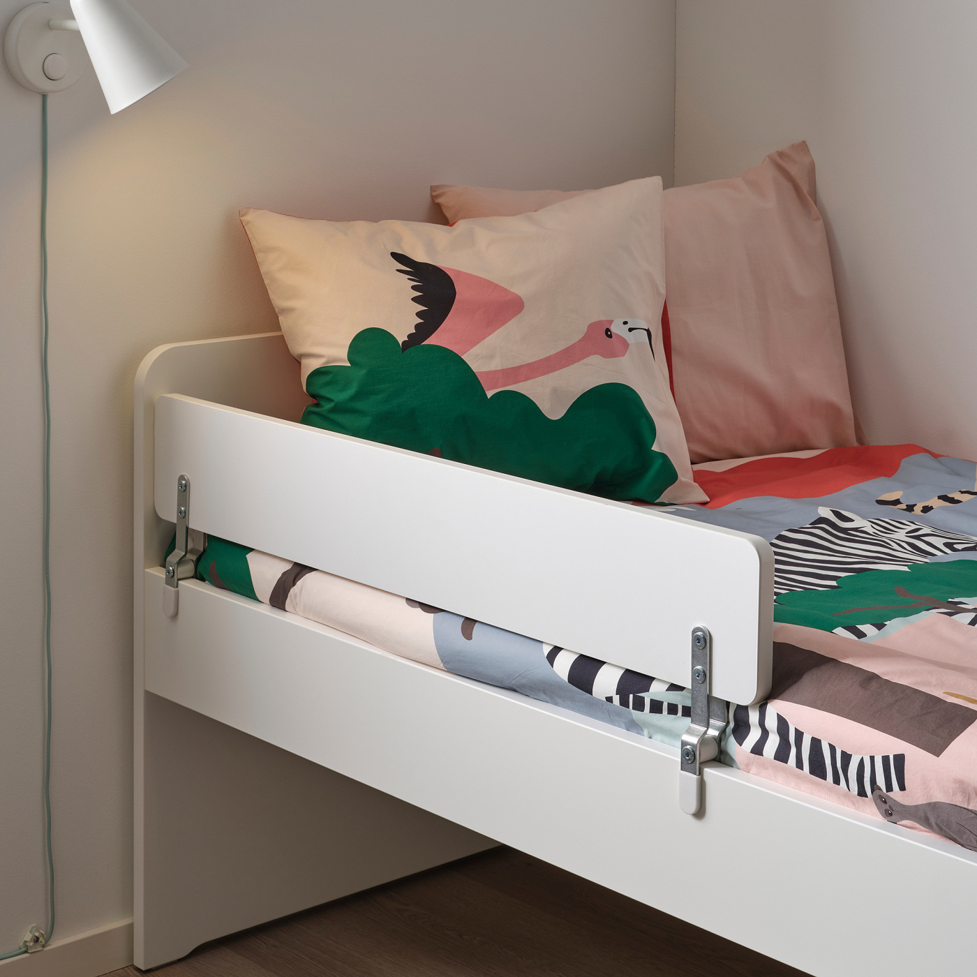 SLÄKT / NATTAPA bed frame w guard rail+slat bd base white - IKEA