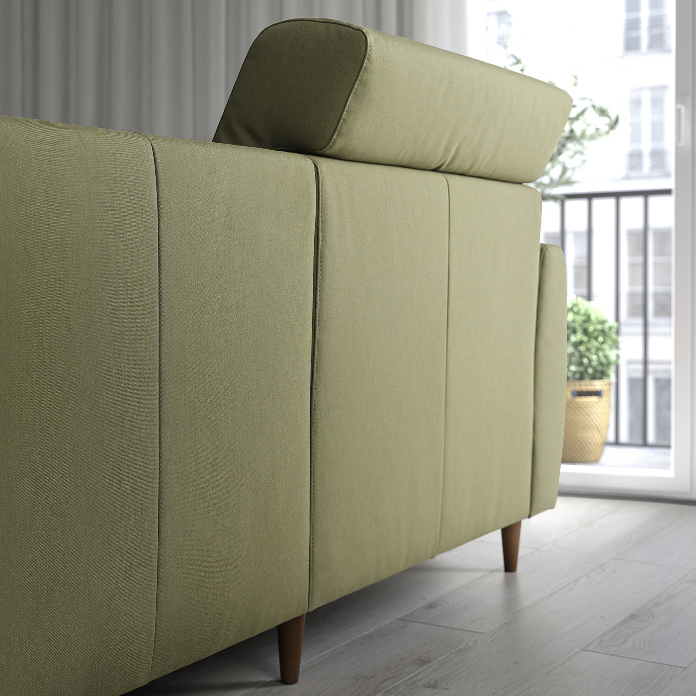 SLATORP 3-seat sofa with chaise longue Vissle yellow-green - IKEA