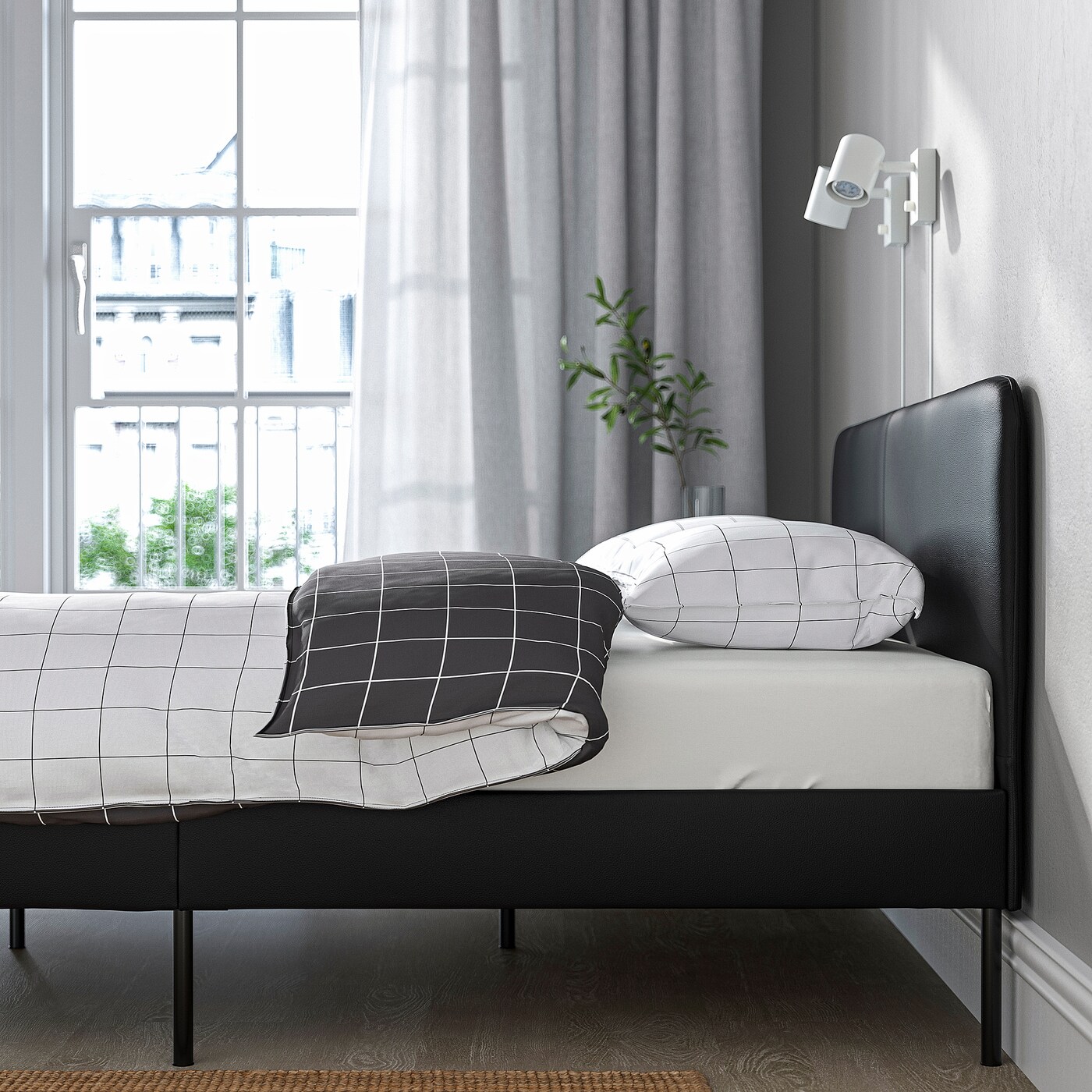 SLATTUM upholstered bed frame Bomstad black - IKEA