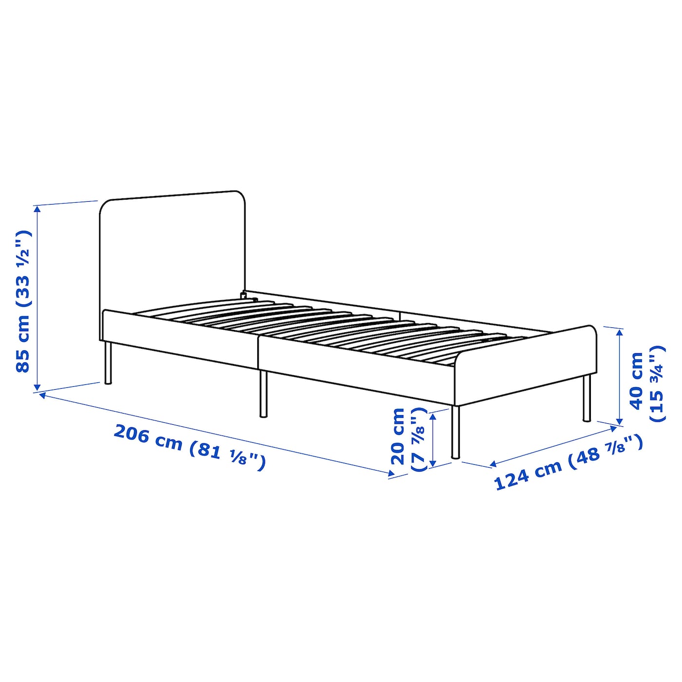 雙帖24 SLATTUM upholstered bed frame Knisa light grey - IKEA