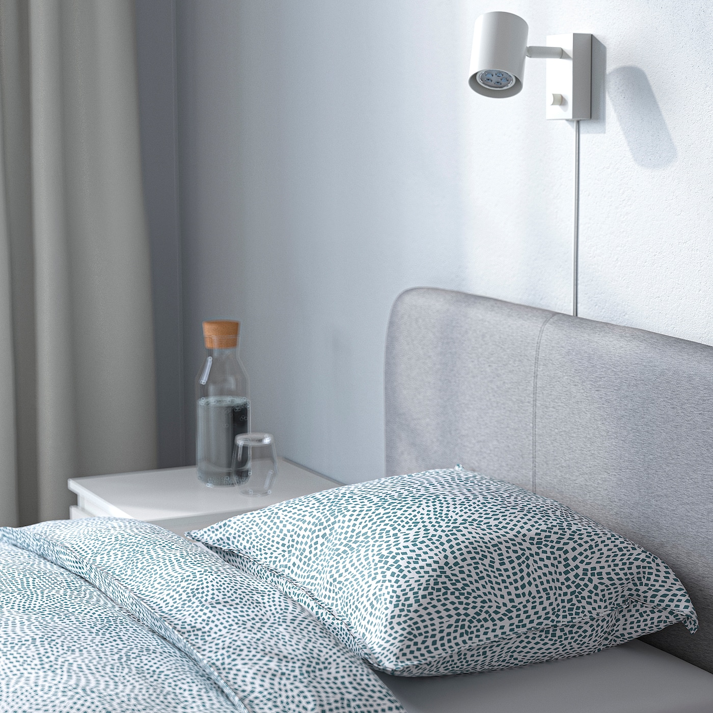 雙帖24 SLATTUM upholstered bed frame Knisa light grey - IKEA