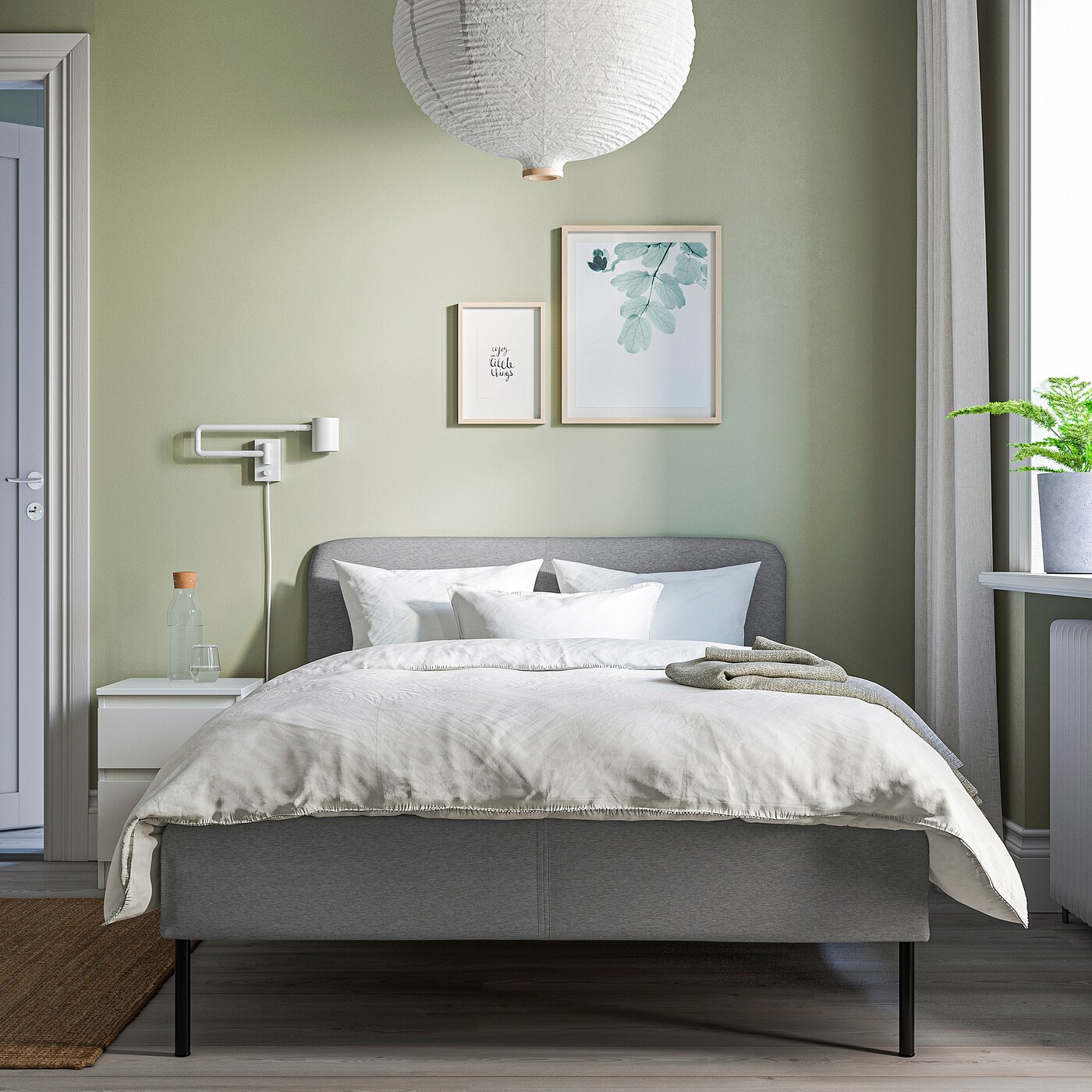 雙帖24 SLATTUM - upholstered bed frame, Vissle dark grey, Full