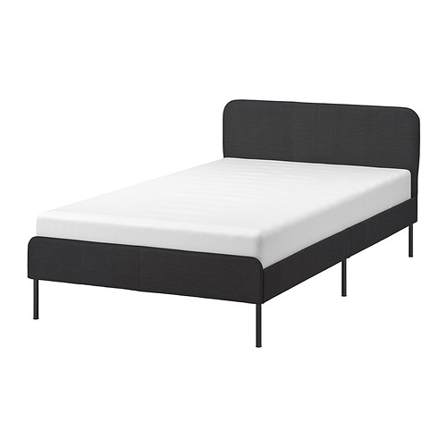 SLATTUM upholstered bed frame Bomstad black - IKEA
