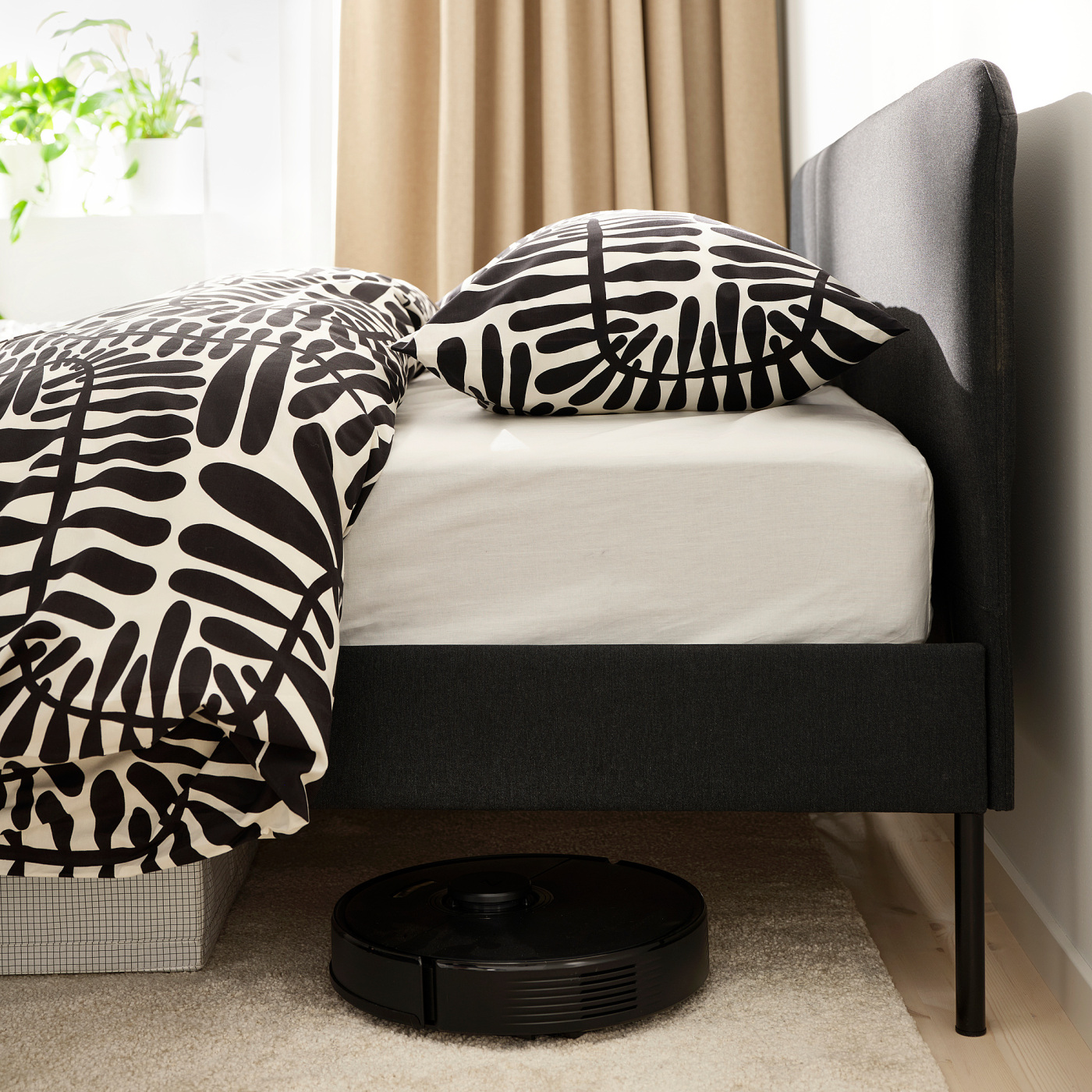 SLATTUM upholstered bed frame Vissle dark grey - IKEA