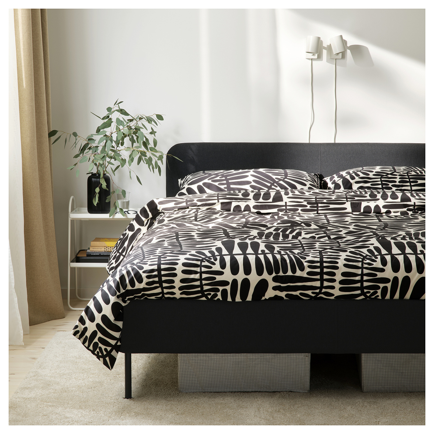 SLATTUM upholstered bed frame Vissle dark grey - IKEA