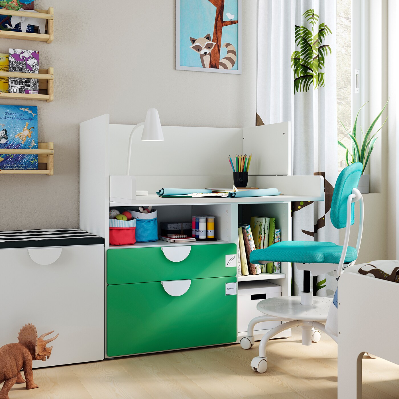 SMÅSTAD changing table white green/with 3 drawers - IKEA