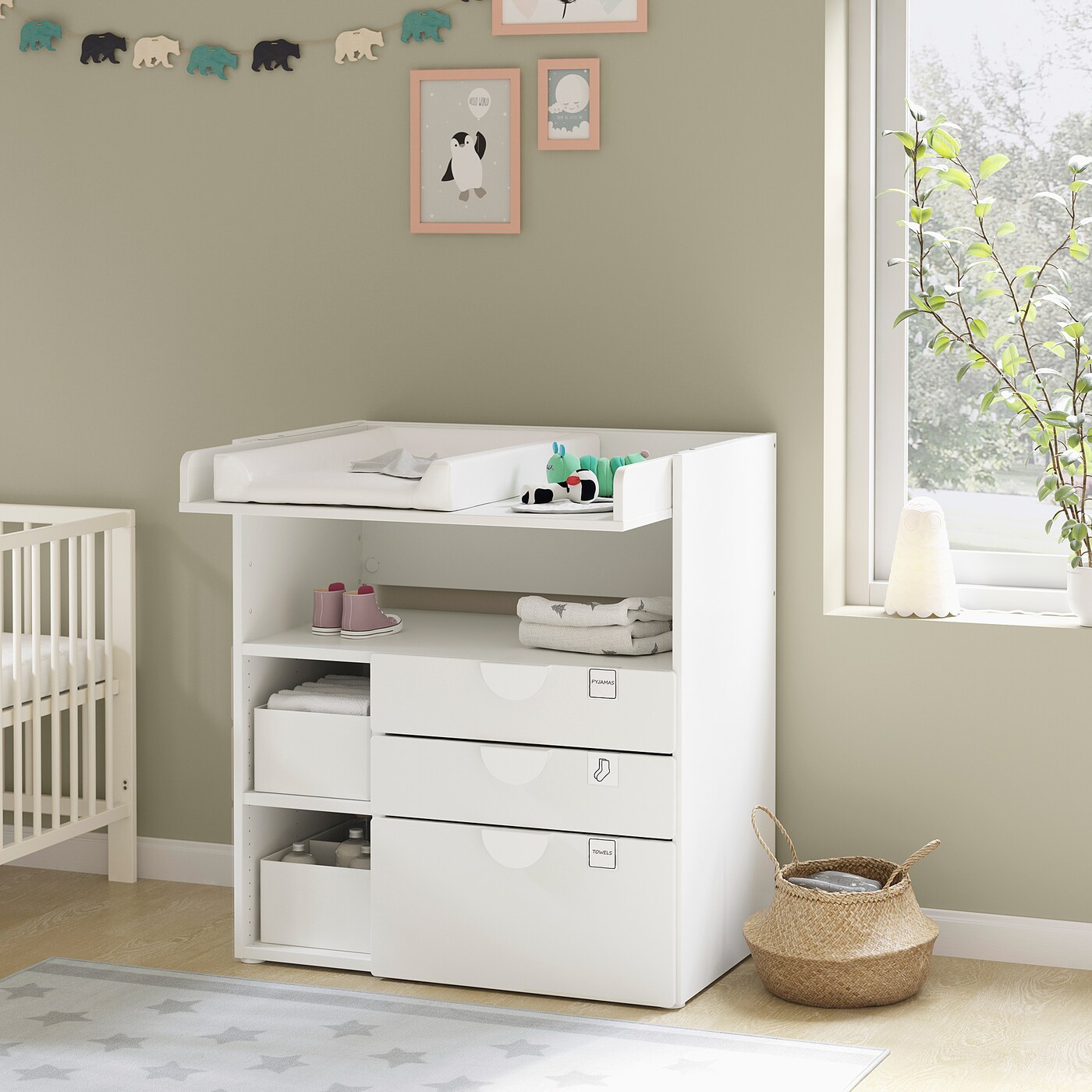 SMASTAD changing table white pale pink with 3 drawers IKEA