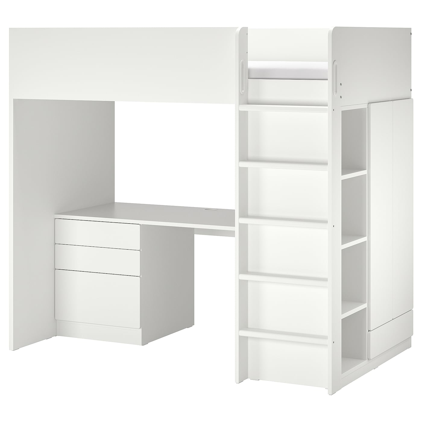 SMÅSTAD loft bed white white/with desk with 2 shelves - IKEA